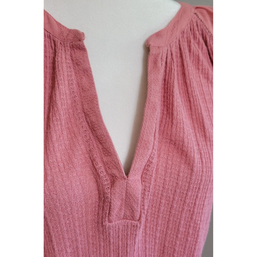 Lucky Brand Dusty Rose Thermal Knit Peasant Top - Picture 4 of 8